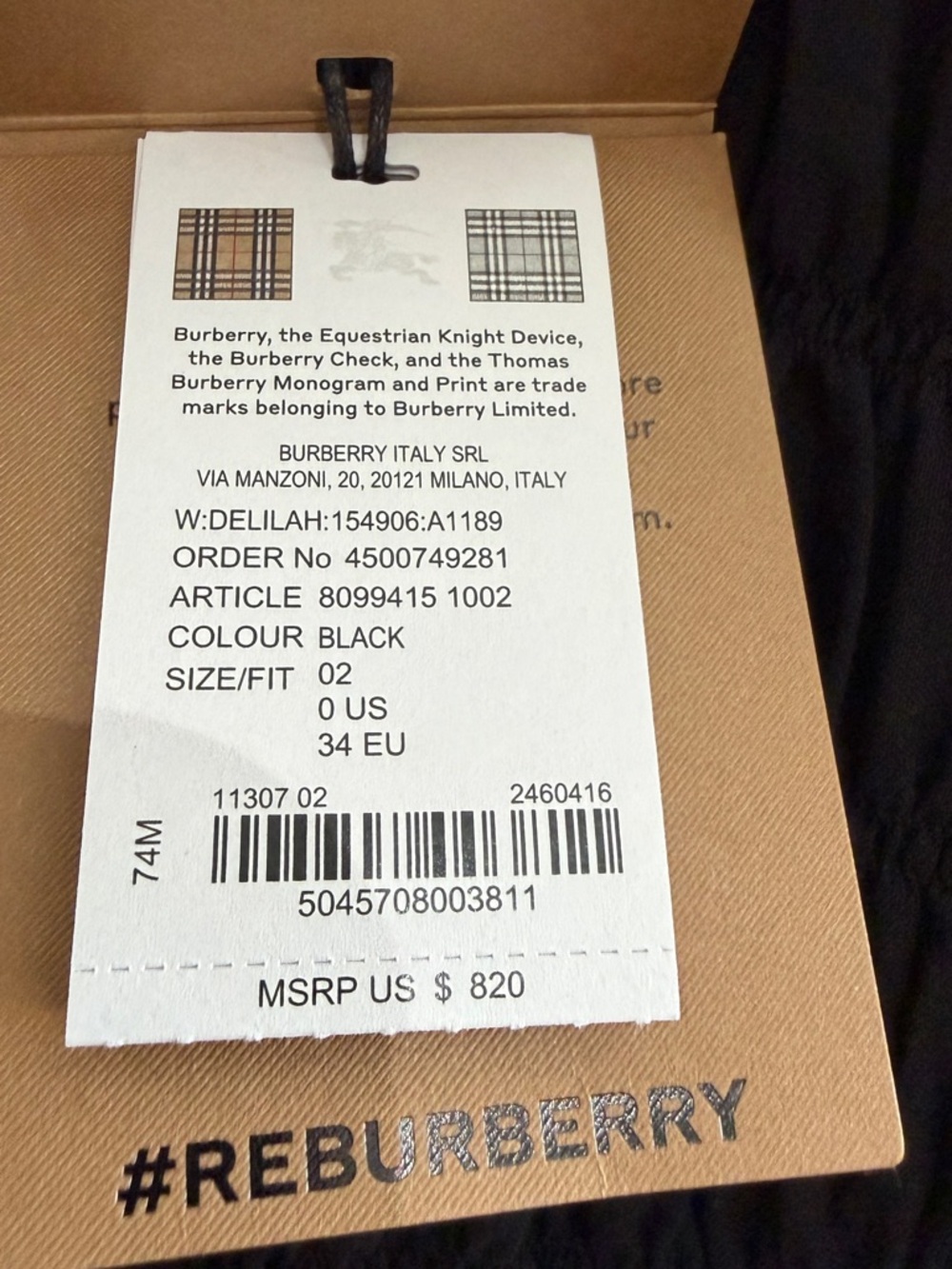 Burberry Black Cotton Midi Dress Wide Straps Size 2 - Picture 8 of 9
